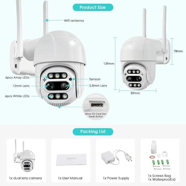 TELECAMERA IP CAM WIFI CAMERA DOME WIRELESS ESTERNO SD 4MP micro SD. ART-34216