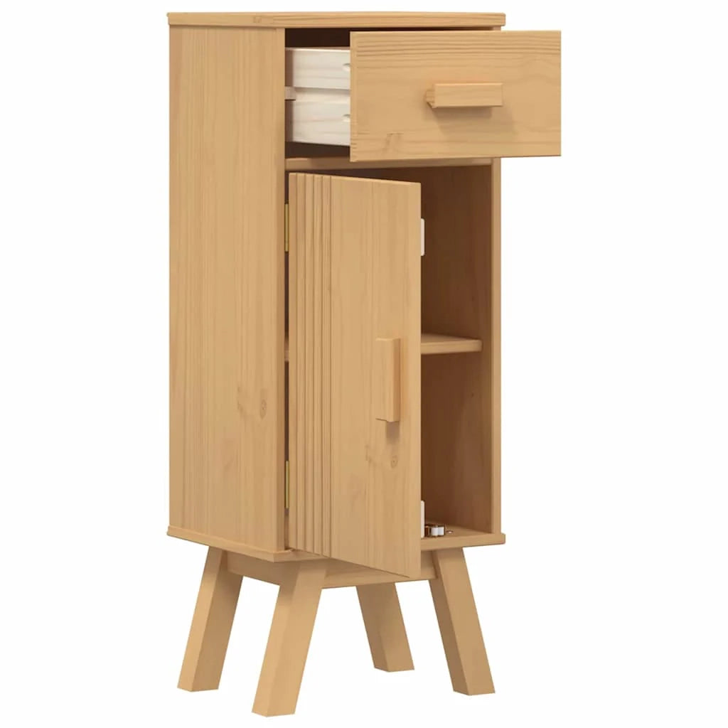 Mobiletto da bagno compatto con contenitore modulare 35 x 30 x 90 cm in legno di pino marrone 02_0058495