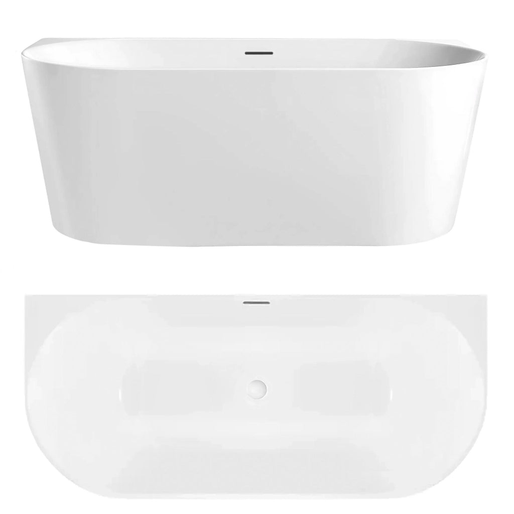 Vasca Bagno A Parete Capri Slim 150cm Copritappo bianco