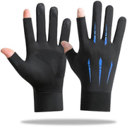 1 pair guanti da ciclismo UV protettivi portatili, uomo, per attività all'aperto, progettazione senza dita respirante, per bicicletta, pesca, corsa, comodo, resistente agli urti e antisudore, adatto per adulti (blu)