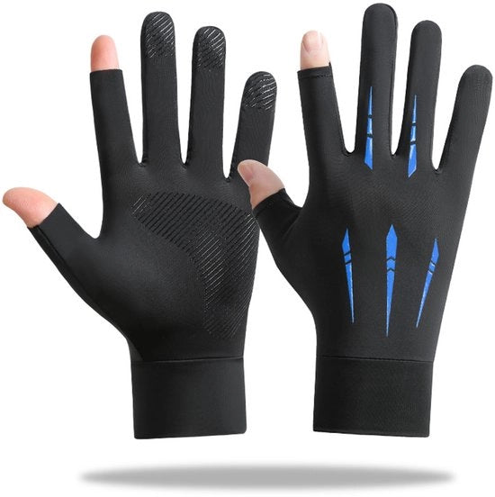 1 pair guanti da ciclismo UV protettivi portatili, uomo, per attività all'aperto, progettazione senza dita respirante, per bicicletta, pesca, corsa, comodo, resistente agli urti e antisudore, adatto per adulti (blu)