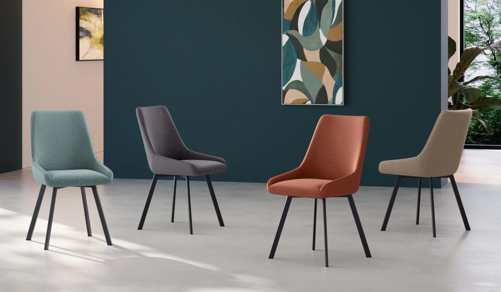Sedia da interno Fox con seduta e schienale in microfibra color Grigio scuro, struttura in metallo resistente, design moderno - Fox