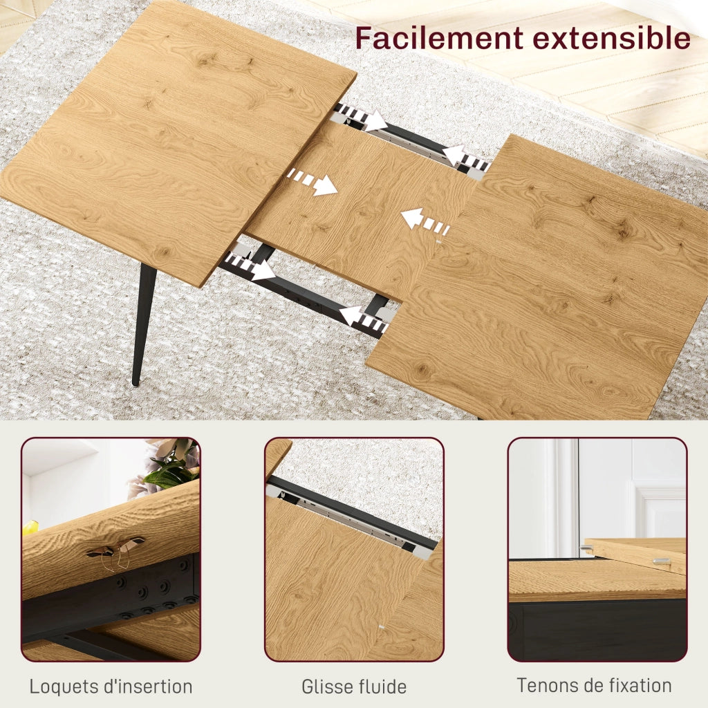 Tavolo da pranzo allungabile e pieghevole ¨C zephmum ¨C legno naturale 120x160 cm