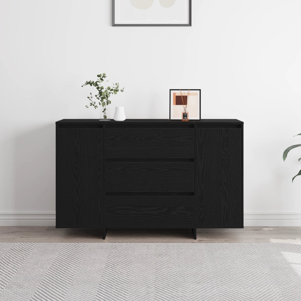 Sideboard Nero Rovere 120x41x75 cm in Legno ingegnerizzato