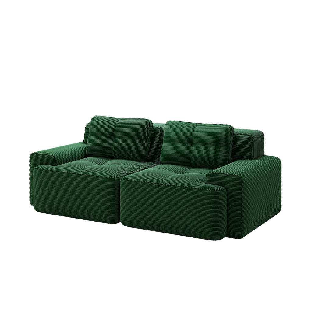 Divano modulare in corduroy verde con seduta profonda 204x104x69 cm