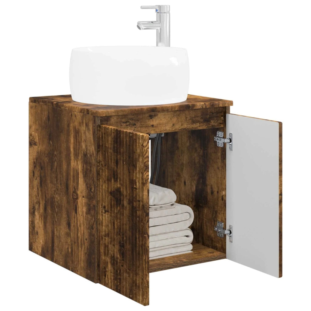 Mobile Lavabo da Parete Rovere Fumo 49,5 x 44,5 x 66 cm