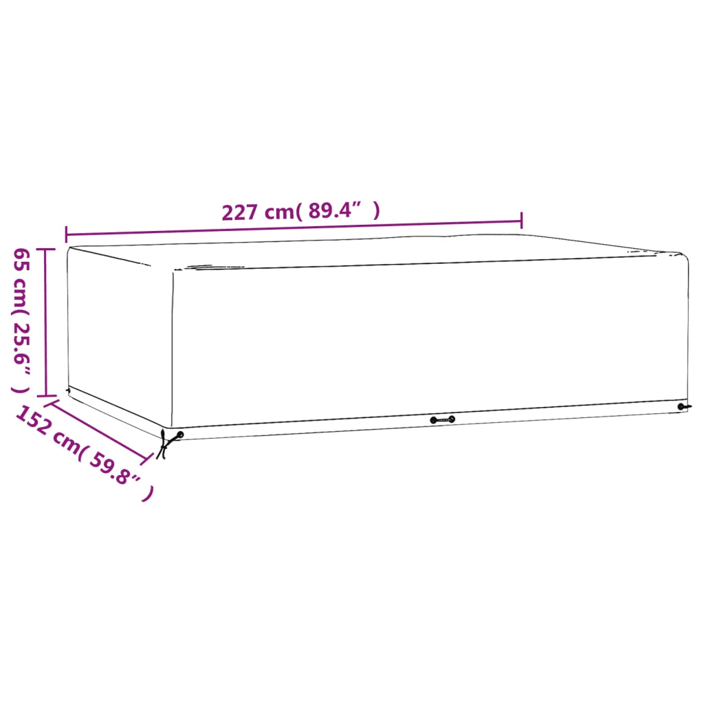 Copri Mobili Giardino 2pz 12Occhielli 227x152x65cm Rettangolare
