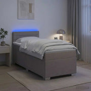 Letto con Box Spring, Materasso e LED Tortora 80 x 200 cm 3451809