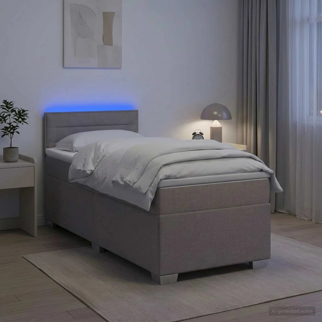 Letto con Box Spring, Materasso e LED Tortora 80 x 200 cm 3451809