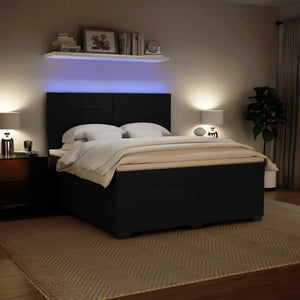 Giroletto a Molle con Materasso Nero 180x200 cm in Velluto