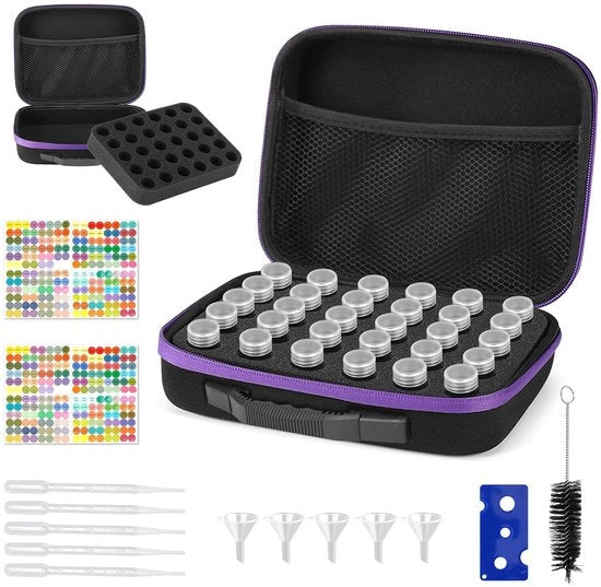 Tas di stoccaggio impermeabile per oli essenziali - Blu - 30 aperture