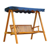 Dondolo da Giardino 3 Posti in Legno con Baldacchino Swing Blu