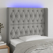 Testiera a LED-Testata con LED Grigio Chiaro 93x16x118/128 cm in Tessuto 105901