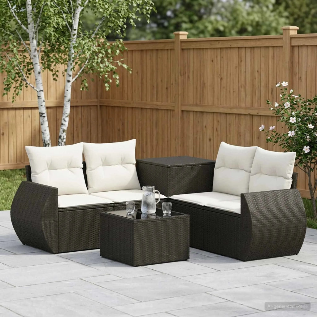 Set di divani 6 pz Nero e Bianco Crema 3447500