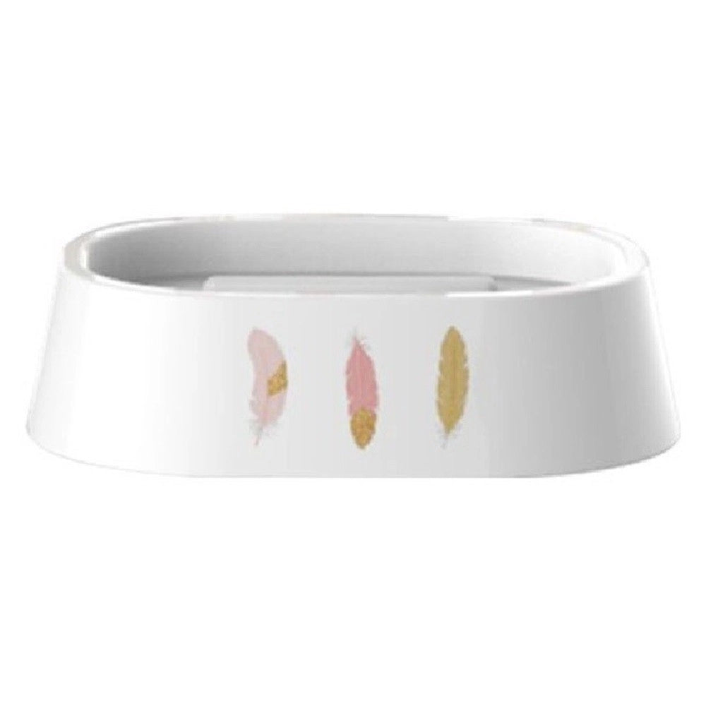 Trade Shop - Portasapone Saponetta Accessorio Bagno Bianco Con Piume In Plastica 13.2cm 69801 -