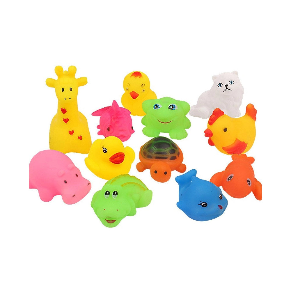 Trade Shop - Set 6 Animali Animaletti Gommosi Pecora Giraffa Mucca Cavallo Prima Infanzia -