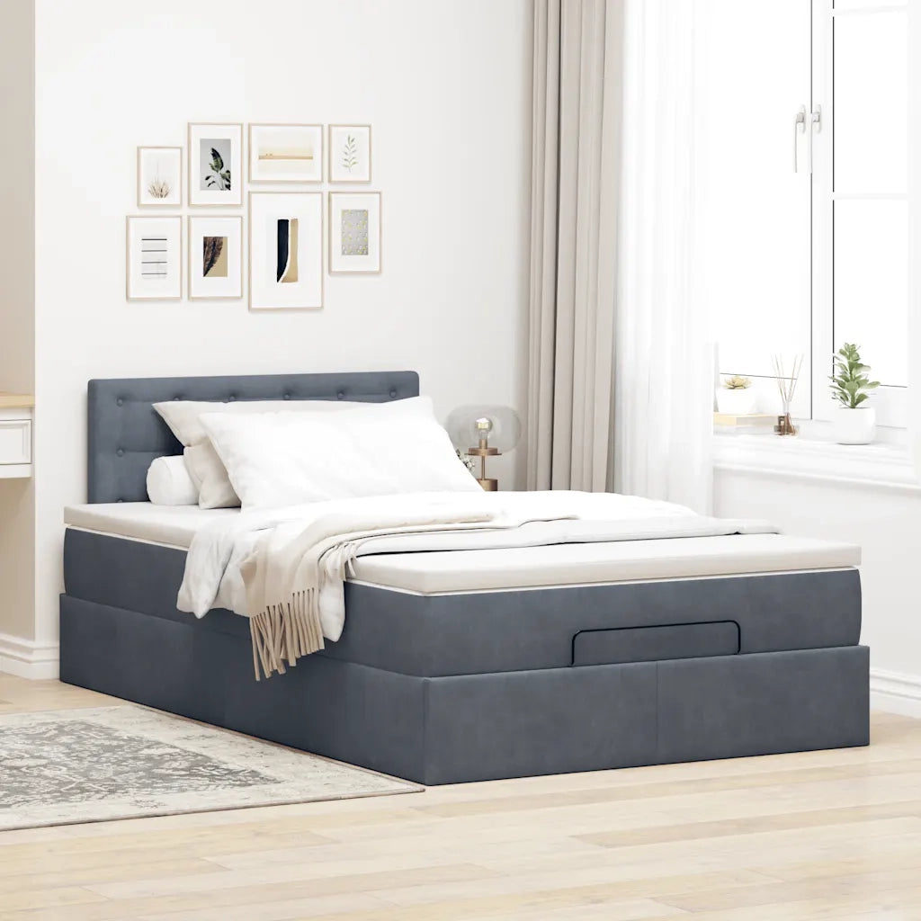 Struttura Letto Pouf con Materasso 120x200 cm Velluto 3312759