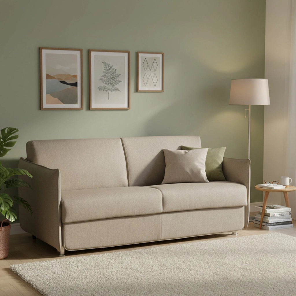 Trissino, Divano Letto 2 Posti Sfoderabile Made in Italy, 180x95 cm Grigio Tortora