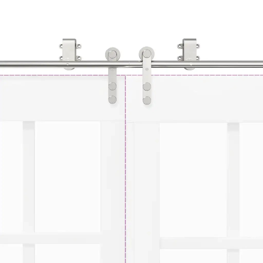 Kit Binari Porta Scorrevole 183 cm Acciaio Inossidabile Argento 3295765
