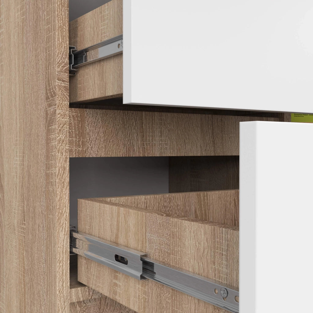 Cassettiera AKORD JERRY Cassettiera Sonoma Quercia 80 cm 1 anta 3 cassetti inserto frontale Bianco 80x35x77 cm