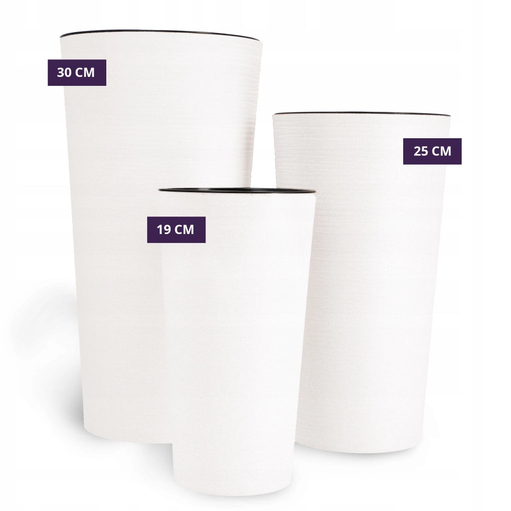 Vaso da fiori KADAX, coprivaso alto 57 cm con inserto, per soggiorno, bianco.