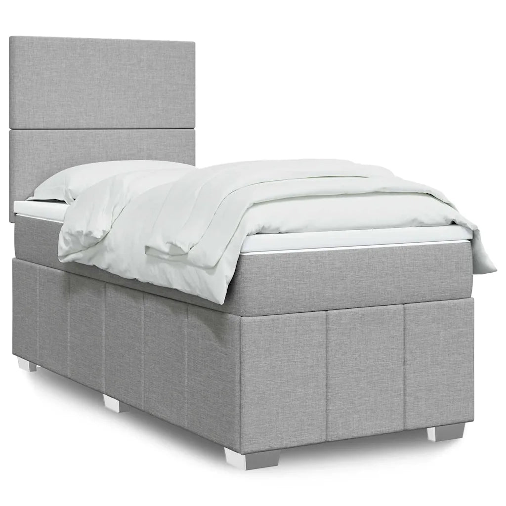 Giroletto a Molle con Materasso Grigio Chiaro 80x200 cm Tessuto