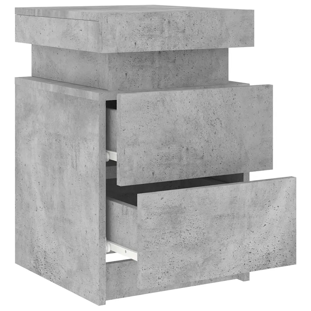 vidaXL Comodino con Luci LED Grigio Cemento 35x39x55 cm