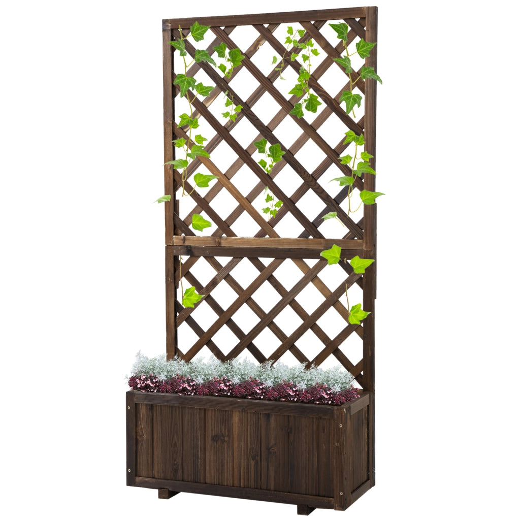 Hochbeet con griglia per rampicanti ¨C zephmum ¨C 72.5x31.5x149.5 cm, marrone, legno