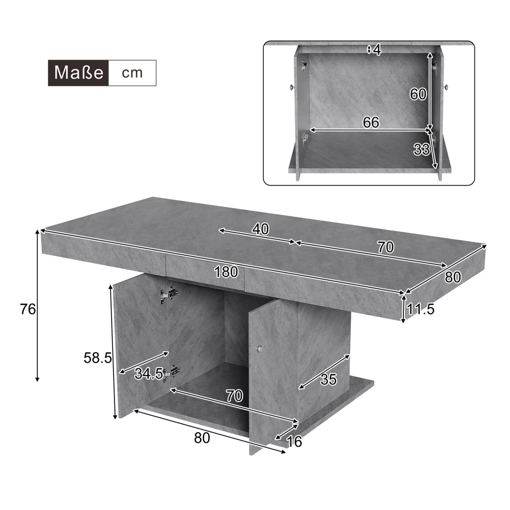 Tavolo da pranzo allungabile con vano contenitore; per 4 a 8 persone; piano estensibile; per cucina e soggiorno