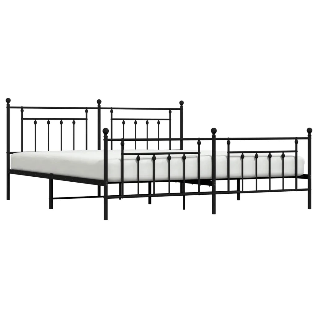 Giroletto con Testiera e Pediera-Struttura Letto Metallo Nero 200x200 cm 775827