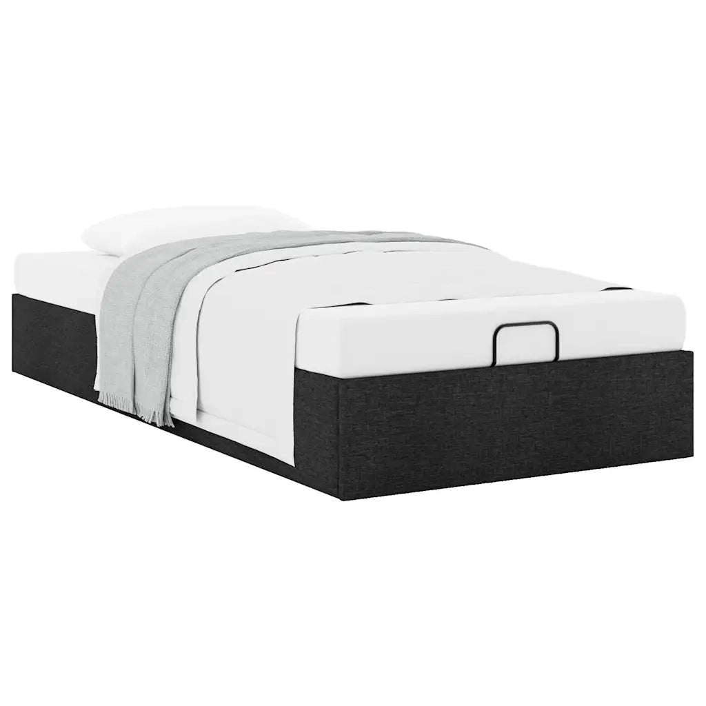 Struttura Letto Pouf senza Materasso Nero 90x190 cm in Tessuto
