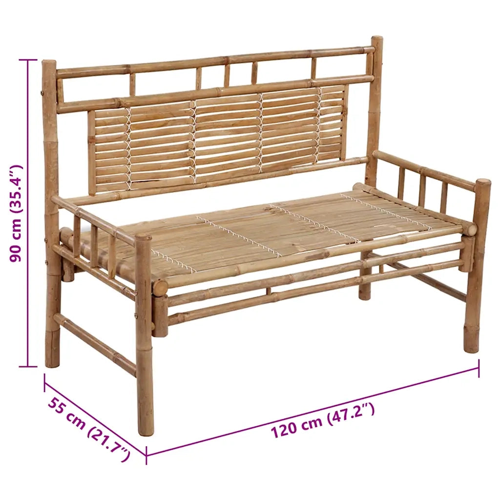 Panca da Giardino con Cuscino 120 cm in Bambù 3063890