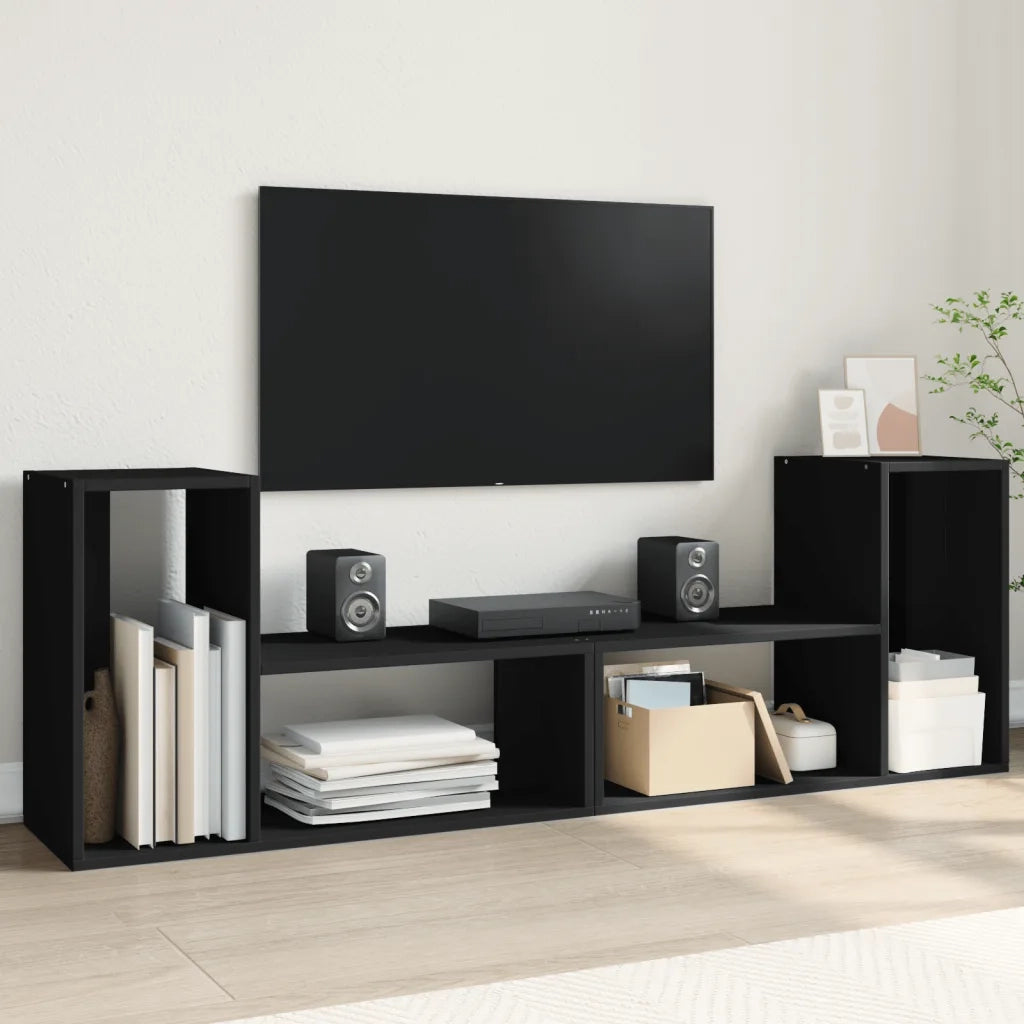 Mobili Porta TV 2 pz | Armadietto TV | Mobile Porta TV Neri 75x30x50 cm in Legno Multistrato