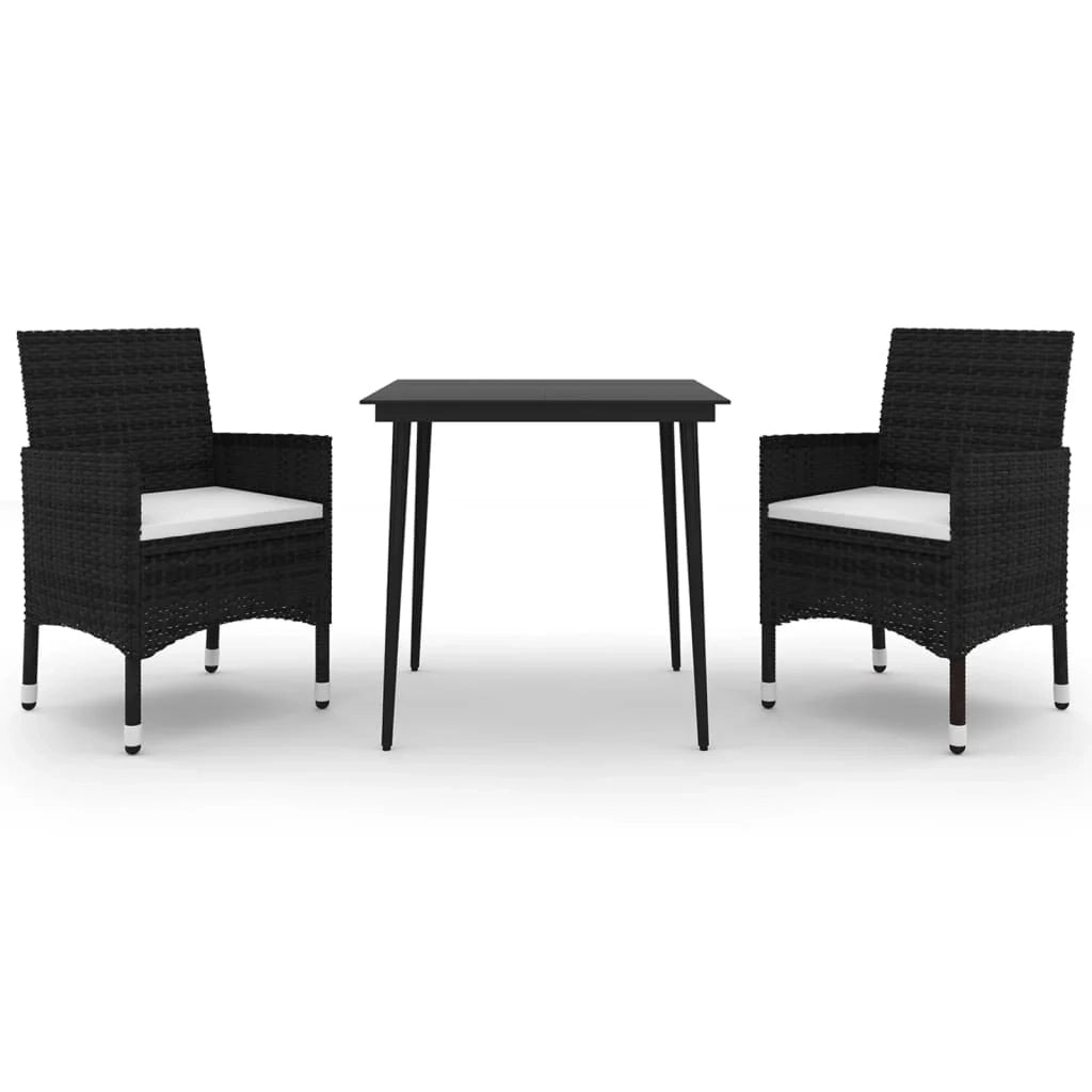 Set da pranzo da giardino 3 pezzi con cuscini resina intrecciata e vetro 02_0014846