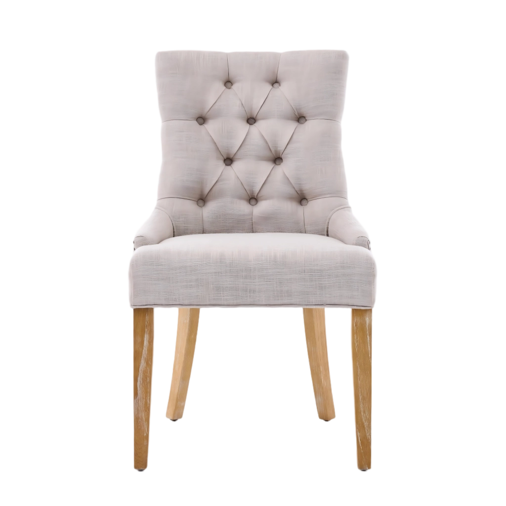 Sedia da pranzo in tessuto - Zephmum - KD gambe, borchie decorative, design moderno, set di 2