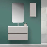 Mobile Bagno Sospeso Tortora Pastello 90x47 Arredo Moderno con Specchio