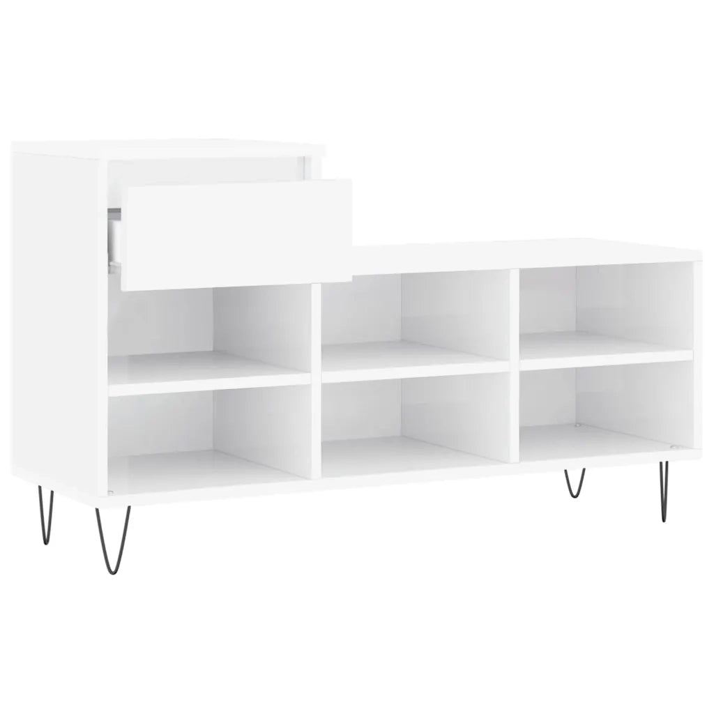 Scarpiera | Mobile per scarpe Bianco Lucido 102x36x60 cm in Legno Multistrato