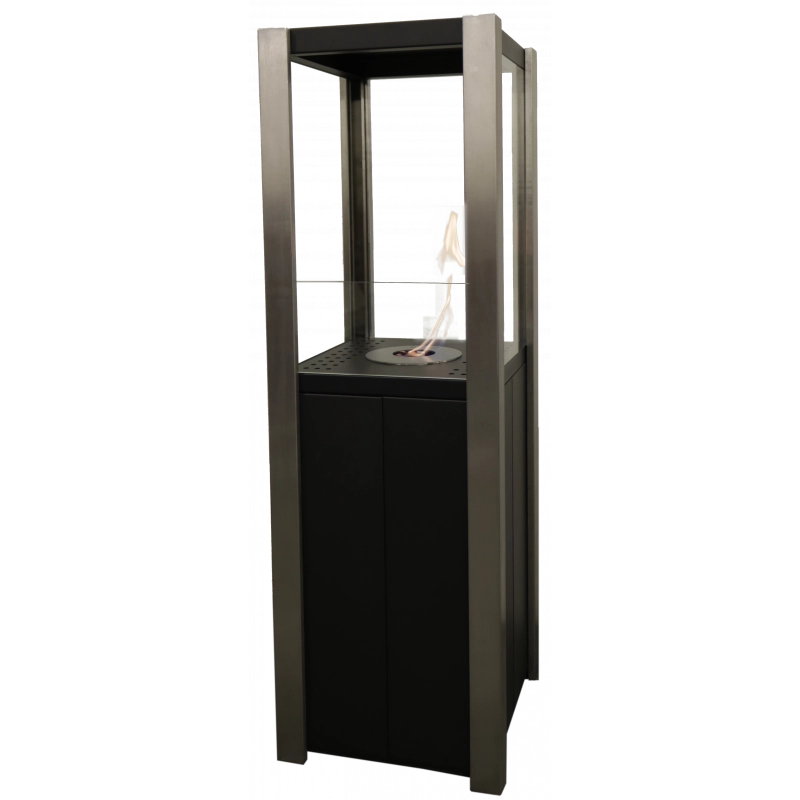 Biocamino pavimento Nevada Nero 1,5 kW – vetro frontale, altezza 120 cm, potenza decorativa – Tecno Air System