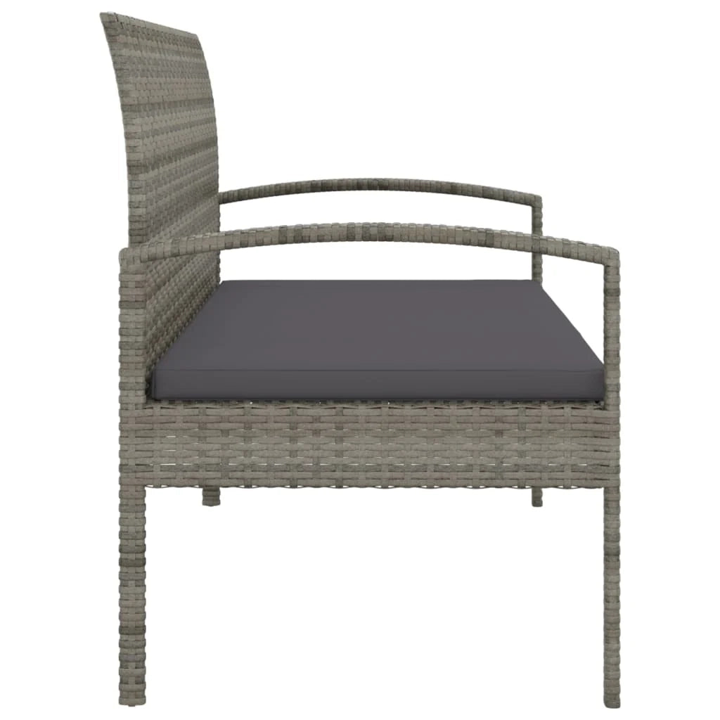Panca da giardino arredo da giardino per esterni con cuscino grigio 105 cm resina intrecciata 02_0011506