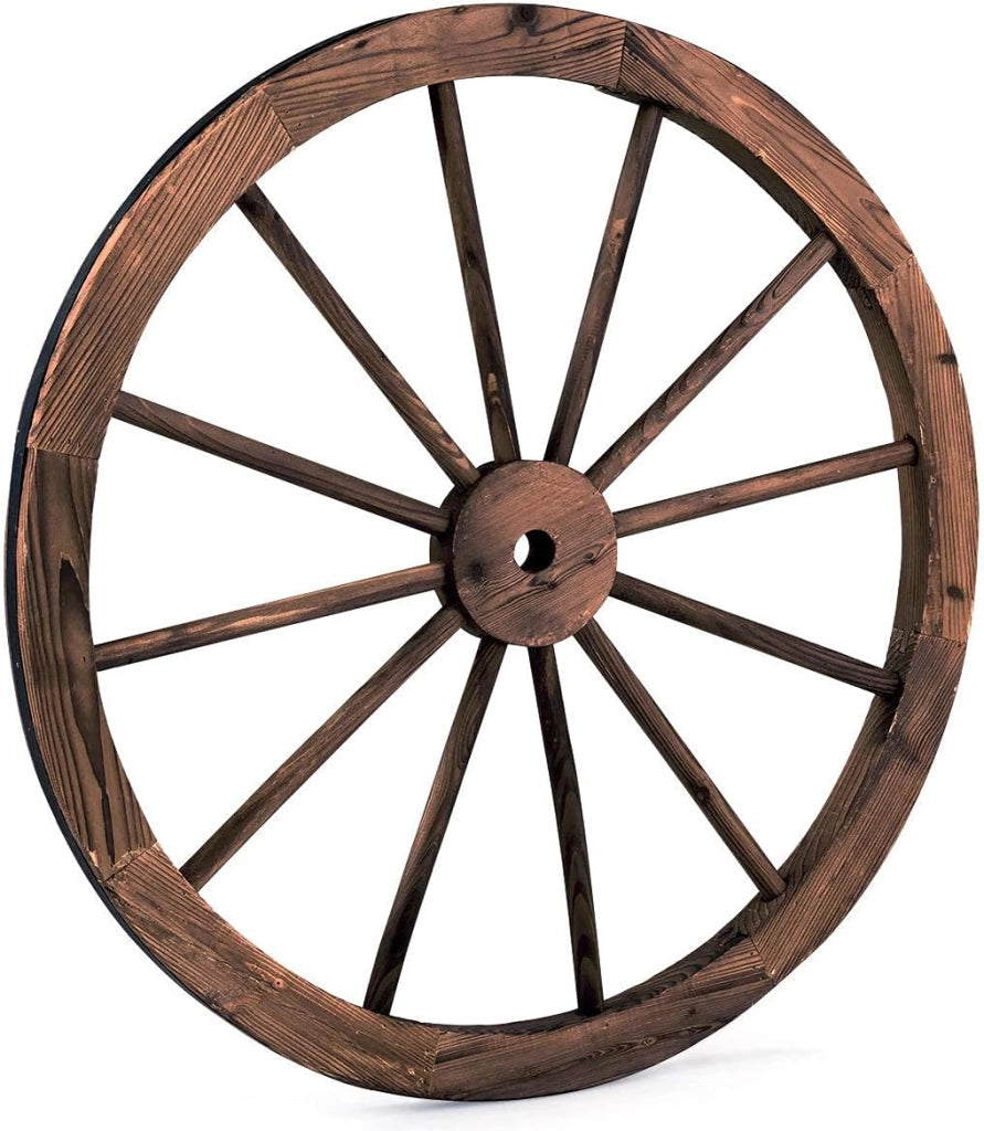 2 Ruote in Legno di Abete, Decorazioni a Forma di Ruota da Parete, Ideale per Bar, Ristorante, Soggiorno, 76 x 76 x 3,5 cm