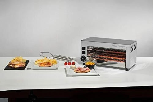MILANTOAST 14001 Tostiera Professionale Elettrica 3 Scomparti 1850 W Acciaio Inox Timer 15 min colore Inox