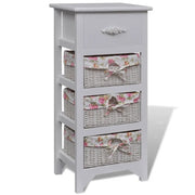 Armadietto con 1 Cassetto e 3 Cestini Bianco in Legno Paulownia  cod mxl 45839