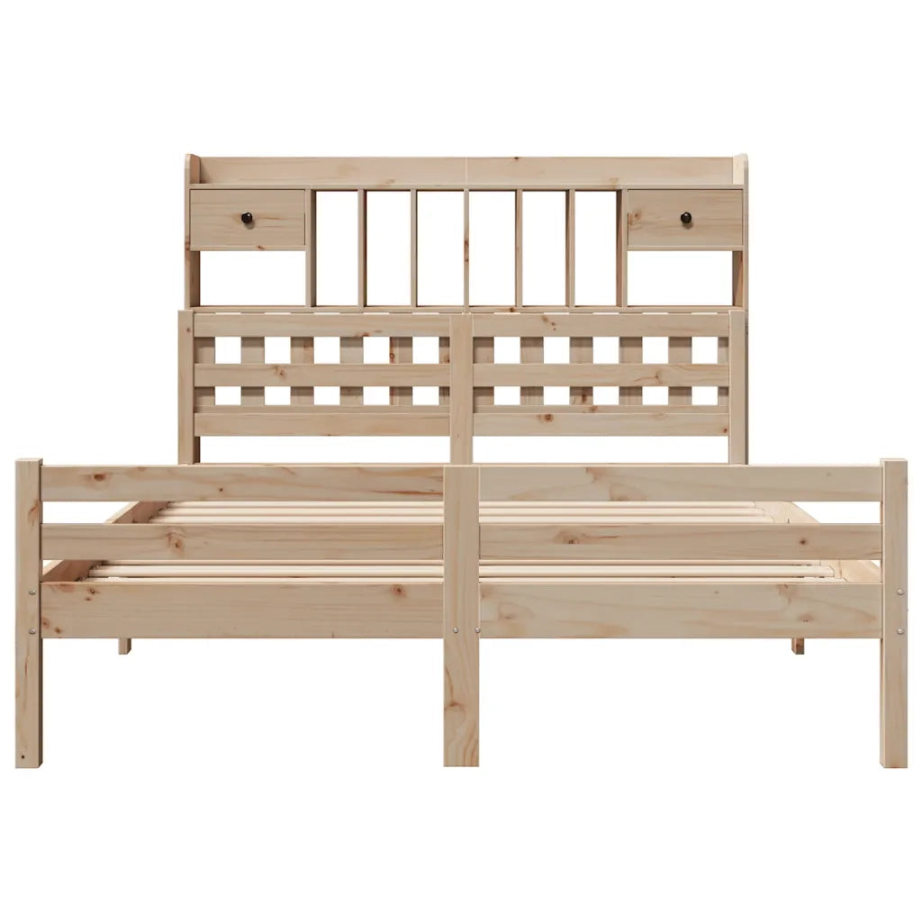 Letto Libreria senza Materasso 140x190 cm in Legno di Pino 3322255