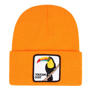 Berretto in maglia con ricamo TUCAN, colore arancione