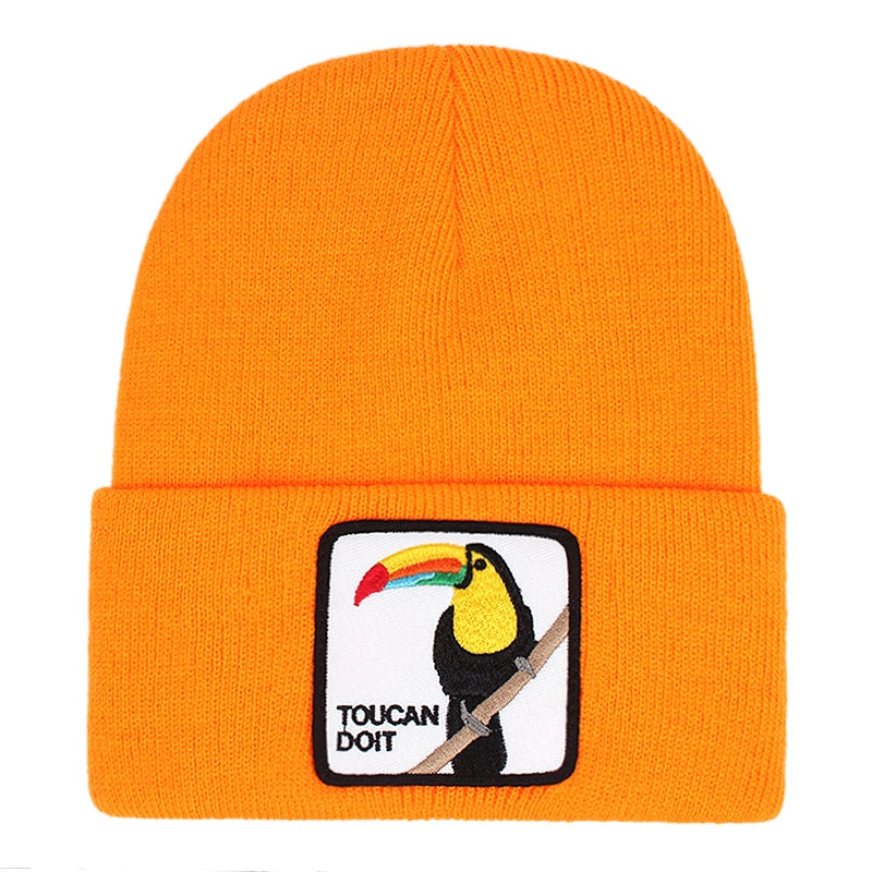 Berretto in maglia con ricamo TUCAN, colore arancione