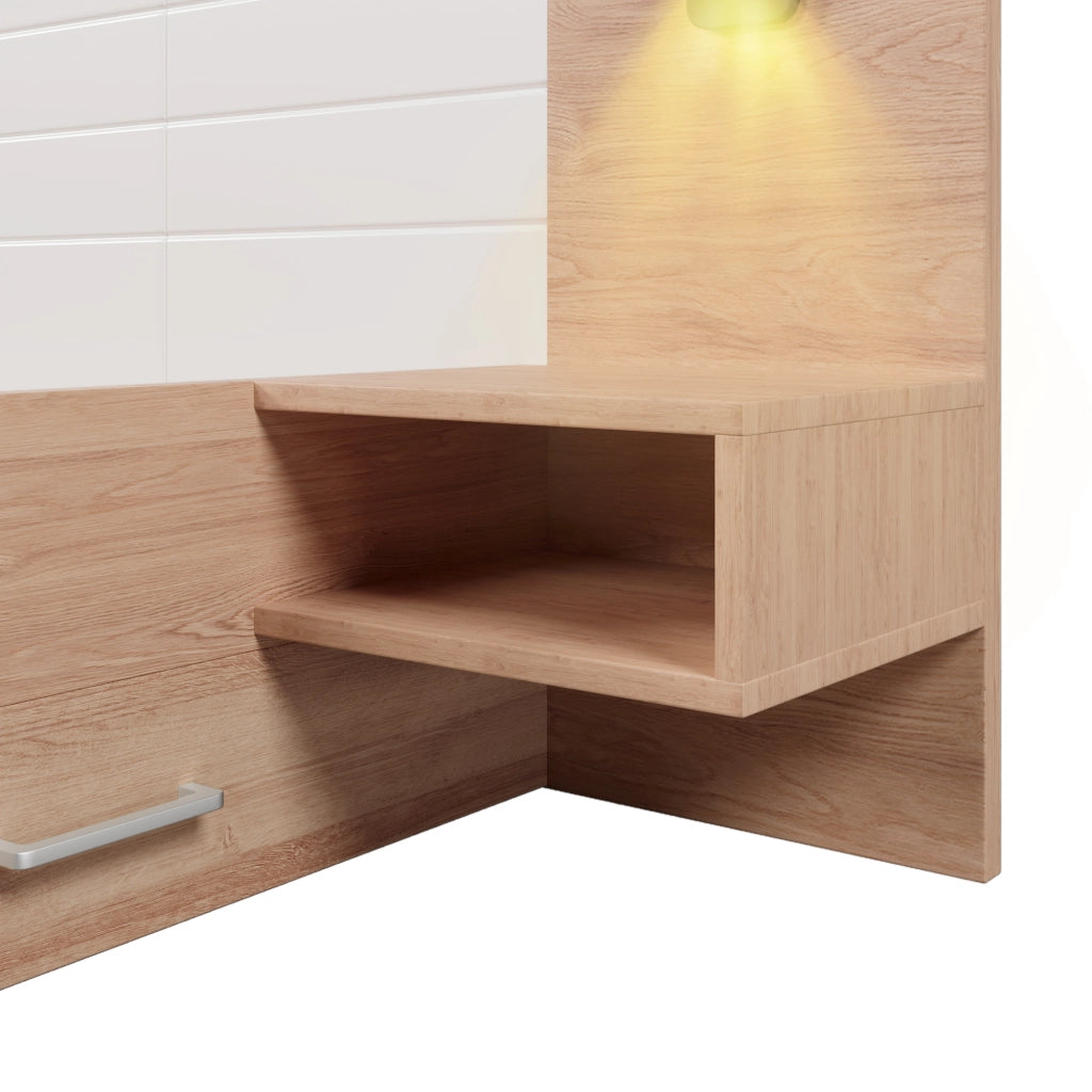 DESMIU Letto matrimoniale 140 × 200 cm con 2 cassetti, USB, lampada da lettura e 2 comodini, senza materasso