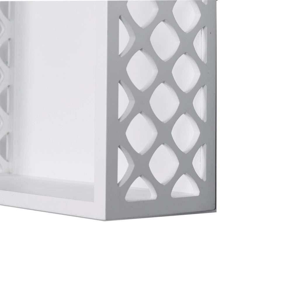 Set 2 Mensole a Cubo Missouri in MDF con Intagli Geometrici
