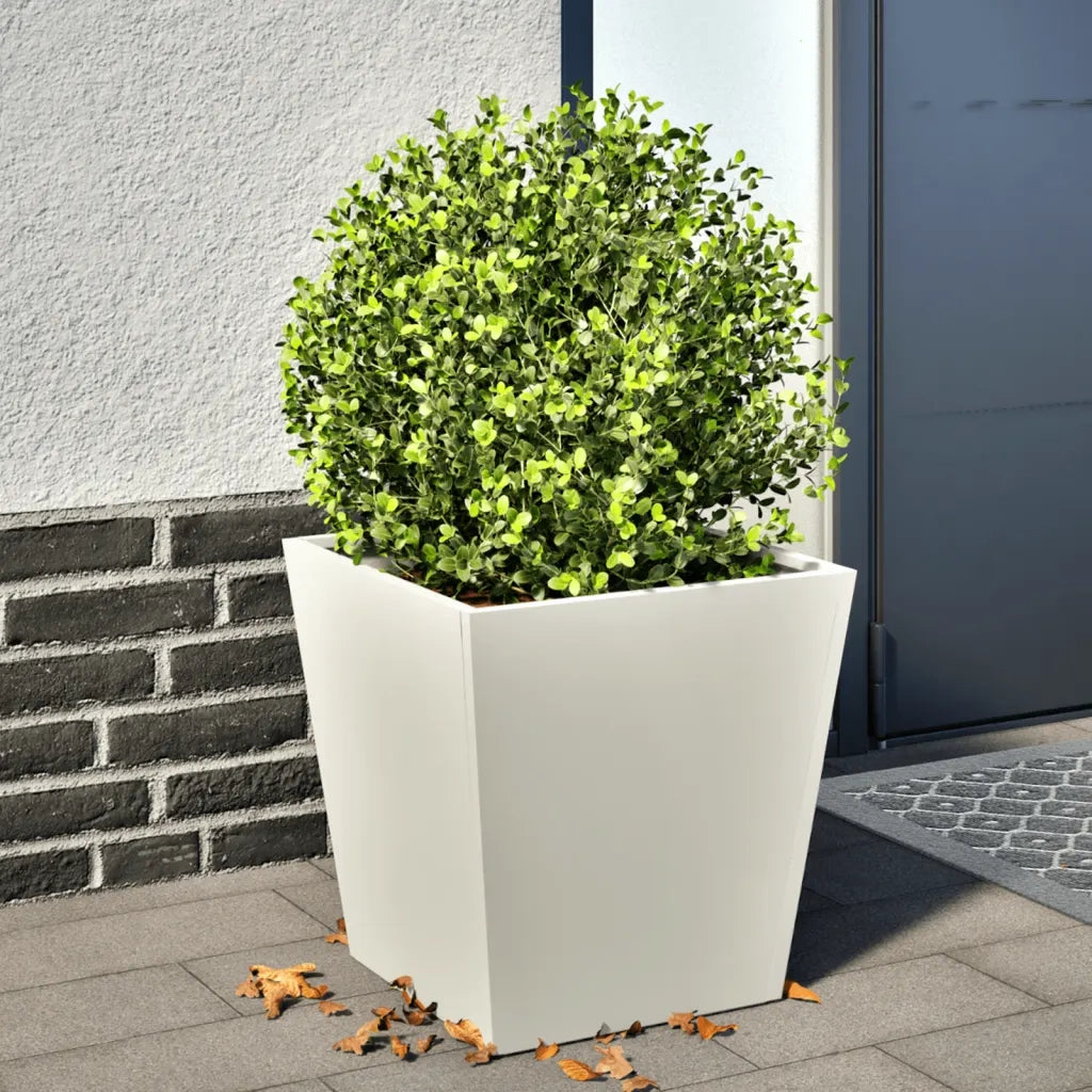 Fioriera | Cassetta per fiori | Vaso da Giardino Bianca 40x40x40 cm in Acciaio