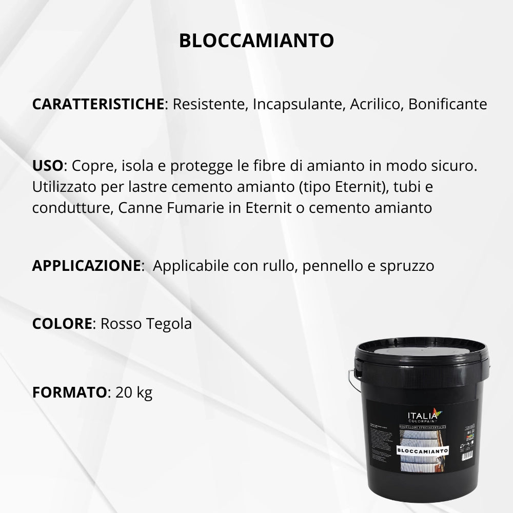 Bloccamianto incapsulante elastomerico certificato amianto colore rosso tegola *** formato 20 kg, confezione 1