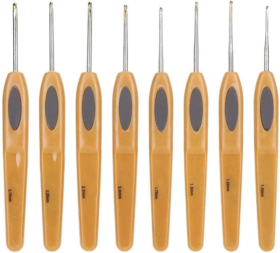 Set di Aghi per Maglia Ergonomiche - 8 Pezzi - Diverse Dimensioni 2,5-6,0 mm - Sostenibili - Comodi - Riducono i Crampi alle Mani - Attrezzatura per Maglia